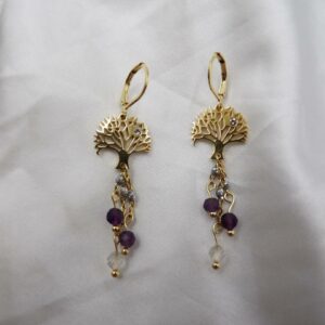 Boucles d'oreilles Améthyste et Cristal de Roche