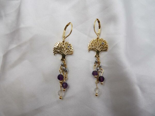 Boucles d'oreilles Améthyste et Cristal de Roche